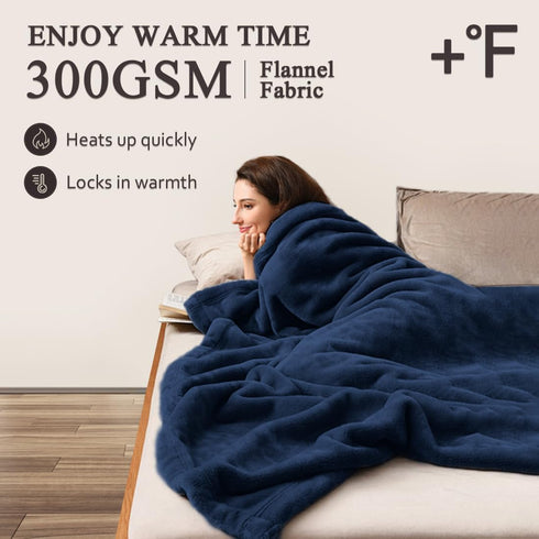 50"x60" 300GSM Cozy LaSyL Fleece Throw Blanket for Couch Dark Blue - Soft Plush Fuzzy Flannel Blanket - Lightweight