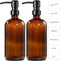 GMISUN Amber Glass Soap Dispenser - 2 Pack Bathroom Hand Soap Dispensers with Stainless Steel Pump, 17 Fl Oz