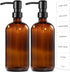GMISUN Amber Glass Soap Dispenser - 2 Pack Bathroom Hand Soap Dispensers with Stainless Steel Pump, 17 Fl Oz