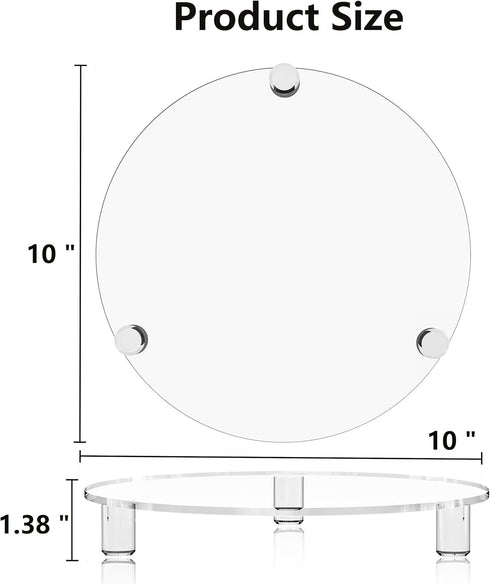 SVENJBB 10 Inch 2-Pack, Counter Decorative Acrylic Round Display Riser Clear Waterproof Pedestal Stand for Plants