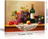 Retro Wine Pictures for Kitchen, PIY Vibrant Fruits Wall Art for Dining Room, Canvas Prints Oil Painting
