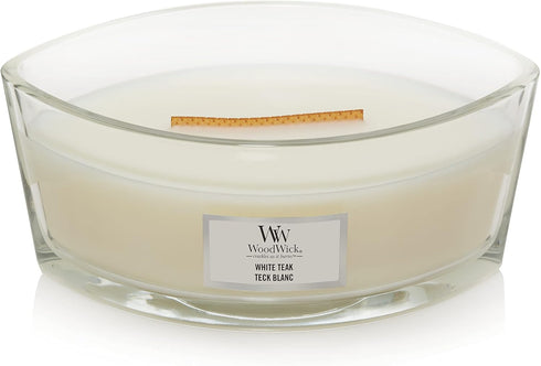 WoodWick Candle, Wax, White Teak, Ellipse Shape