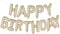 Beige Happy Birthday Balloons Banner, 16 Inch Mylar Foil Letters