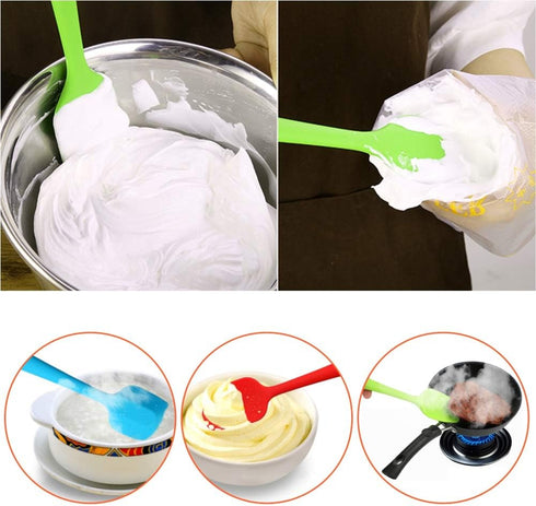 Silicone Spatulas Set, Heat Resistant Rubber Spoon Spatula Non-Stick Scrapers for Baking Mixing Tool (Green Set)