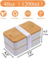 Japanese Bamboo Bento Box with Compartments, Stackable Lunch Box Includes Lunch Bag for Meal Prep, Beige