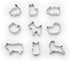 Fox Run Mini Animal Cookie Cutters, Metallic, 0.75 x 1.5 x 1 inches