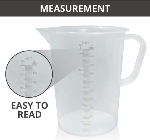 Appletofu Plastic Graduated Measuring Pitcher, 2000ml Large Cylinder with Handle and Pour Spout