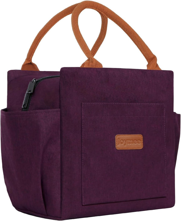 Joymee Insulated Lunch Bag - Reusable Leakproof Cooler Tote for Work, Office, Travel, Picnic - Dark Purple