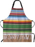 WONDERTIFY Mexican Style Apron - Traditional Colorful Lines Bib Apron with Adjustable Neck for Cooking, Baking, BBQ