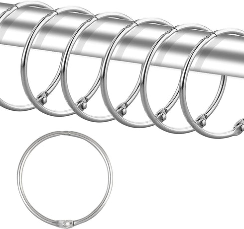 24 Pack Rust Proof Shower Curtain Rings, Circular Decorative Hooks for Bathroom, Metal Rings for Shower Curtain (Chrome)