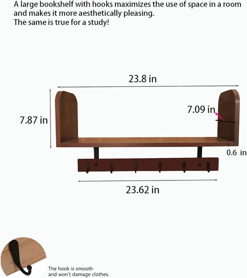 Selling at a Loss Promotion,Wooden Shelf with Hooks - Multipurpose Organizer for Kitchen, Books, Kitchen Shelf - Wall