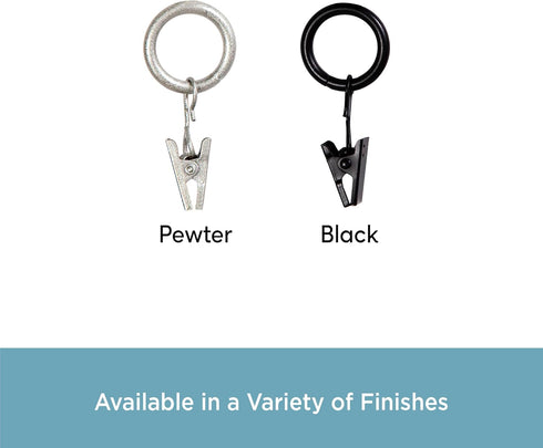 Kenney Petit Window Curtain Clip Rings - 14-Pack, Black