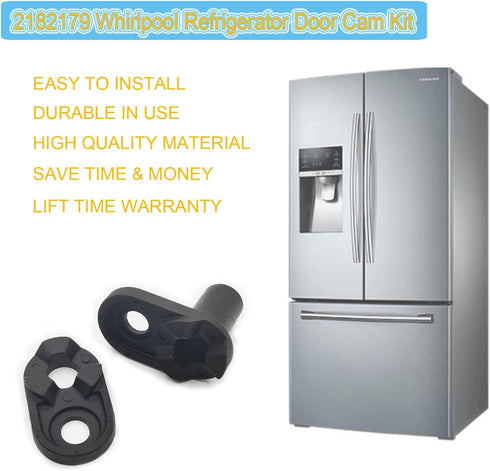 2182179 Refrigerator Door Cam Kit Replacement for Whirlpool Kenmore, Lower Door Closer