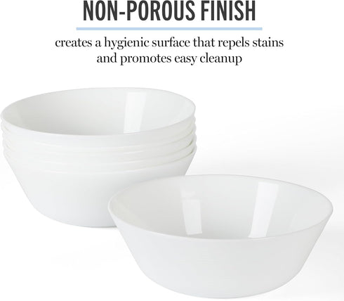 6-Piece 6-Inch Martha Stewart Opalton Soup and Cereal Bowls Lightweight, Chip and Break Resistant Opal Glass Bowls