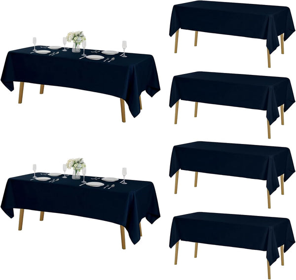 Fokitut 6 Pack Rectangle Tablecloth, 60x102 Inch, Stain Resistant Polyester Table Cover for Kitchen Dining