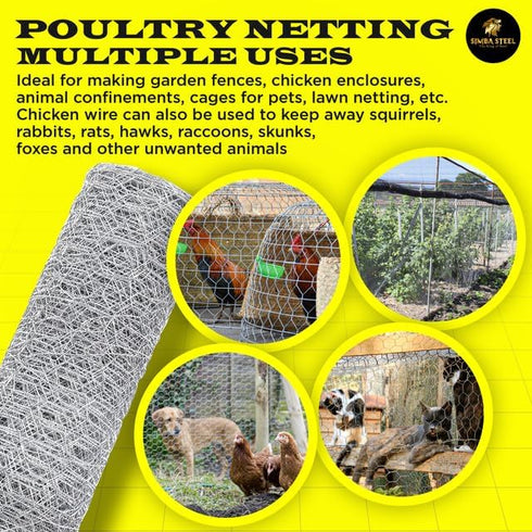 24 150 2 20GA PM24x150x2 Chicken Wire in x FT x Mesh x | Poultry Wire Netting | Hot Dipped Galvanised | Hexagonal