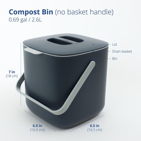 BLUE GINKGO Kitchen Compost Bin - Easy Clean Food Waste Bin for Kitchen | Countertop Compost Bin Kitchen Food Scrap Pail Bucket | Made in Korea (0.69 gal / 2.6L) - Grey by BLUE GINKGO