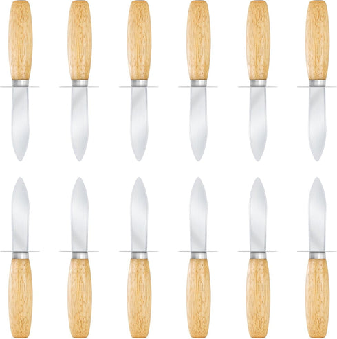 Oyster Shucking Knife - 12 Pack with Comfort Wood Handle, Professional Grade Cut Resistant Gloves