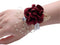 Girl Bridesmaid Wrist Corsage Bridal Silk Flower with Faux Pearl Bead Stretch Bracelet, Gold Leaf for Wedding Prom
