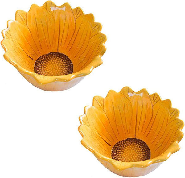 Set of 2 6-Inch Sunflower-Shaped Candy Snack Bowls