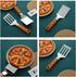 2 PCS Metal Spatula for Cast Iron Skillet, Stainless Steel Slotted Turner with Wood Handle, Flat Top Grill Spatulas