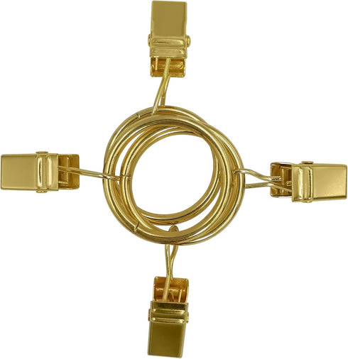 44 Pack Curtain Rings with Clips, 1 Inch Interior Diameter, Gold Curtain Clip Rings Hooks for Drapery Bows, Fits up to