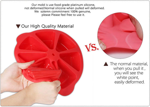 Scone Pan Silicone Triangle Cake Mold, Nonstick Cornbread Pan, 8 Cavity for Brownies, Muffins, Cupcakes (Red)