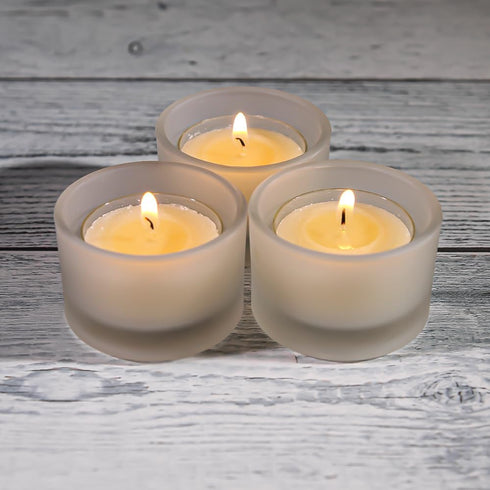 Ivory Vanilla Scented Clear Cup Tealight Candles, Set of 50