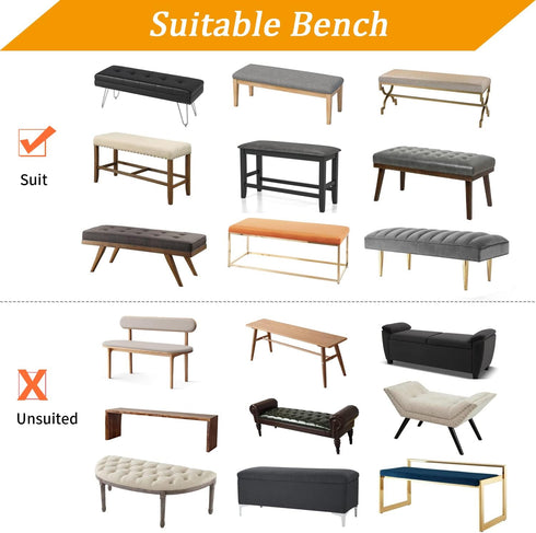 Fuloon Stretch Jacquard Dining Bench Cover - Anti-Dust Removable Bench Slipcover Washable Seat Cushion Protector