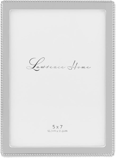 Lawrence Frames Metal Picture Frame, Silver, 5x7 with Delicate Beaded Border