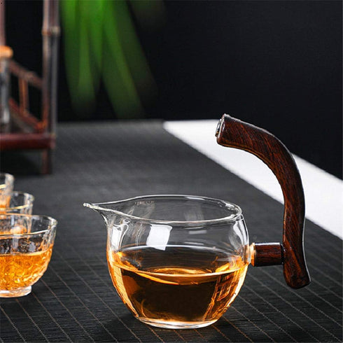 Set Aoheuo Lazy Kungfu Glass Tea Water Diversion Rotating Cover Bowl Semi-Automatic Glass Teapot Suit (crystal glass)