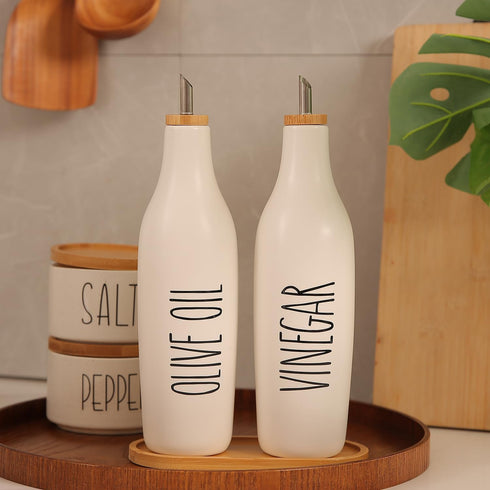Set, 16oz Set 2 HOMCDALY Olive Oil and Vinegar Dispenser Ceramic Oil Dispenser for Kitchen, Kitchen Dispenser Bottle