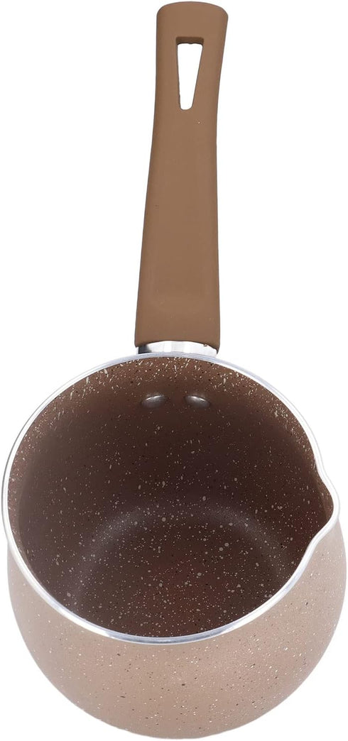10cm Dia Nonstick Milk Pan, Aluminum Alloy Saucepan with Pour Spouts, Small Soup Pot