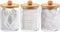 Tbestmax 10 Oz Cotton Swab Holder, Clear Apothecary Jar with Wood Lids, Bathroom Storage Dispenser 3 Pack