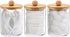 Tbestmax 10 Oz Cotton Swab Holder, Clear Apothecary Jar with Wood Lids, Bathroom Storage Dispenser 3 Pack