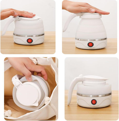 Travel Collapsible Electric Kettle, Portable Silicone Heating Water Boiler for Fast Boiling with Separable Power Cord