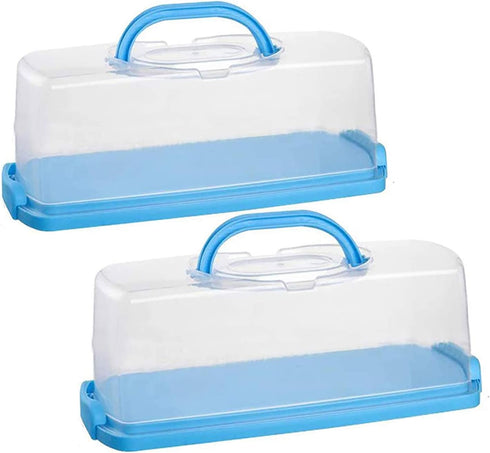 2 Pack Plastic Loaf Cake Storage Container, Bread Keeper for Banana and Pumpkin Bread, Blue