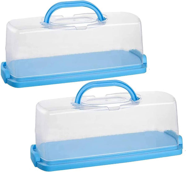 2 Pack Plastic Loaf Cake Storage Container, Bread Keeper for Banana and Pumpkin Bread, Blue
