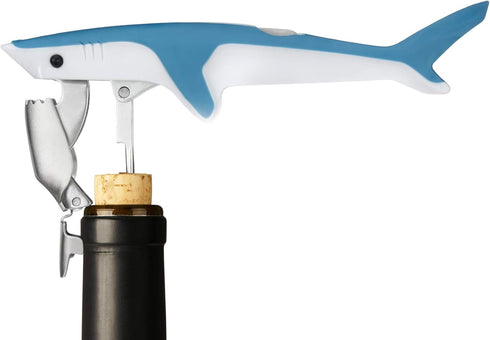 True Shark Corkscrew - Soft Touch Double-Hinged Waiter’s Style Wine Bottle Opener, Gift for Wine Lovers and Animal