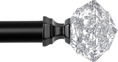 TONIAL Decorative Curtain Rods, 32 to 58 Inch, Black with Translucent Diamond Finial