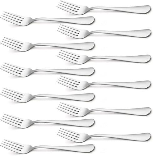 Briout Silverware, Dinner Fork Set of 12 - 8 Inches Premium Food Grade Stainless Steel Forks for Home Kitchen