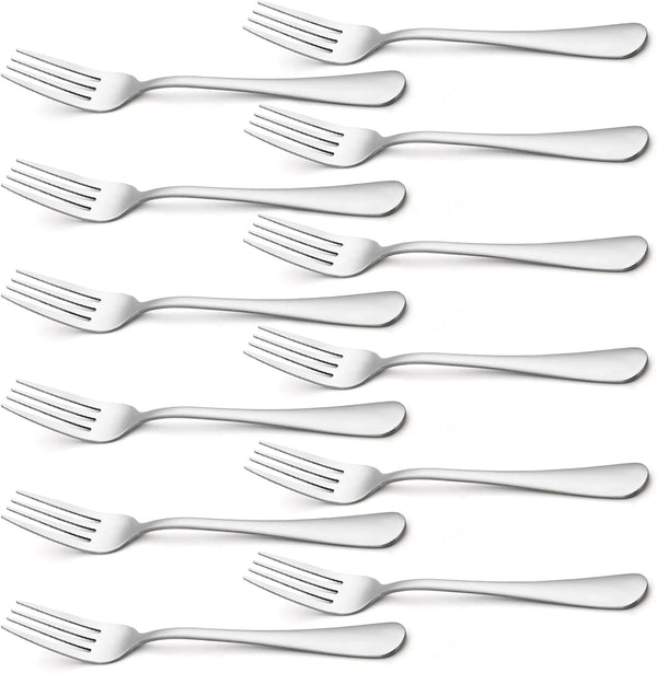 Briout Silverware, Dinner Fork Set of 12 - 8 Inches Premium Food Grade Stainless Steel Forks for Home Kitchen