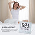 Small Digital Travel Alarm Clock, Battery Operated with Large Number Display and Night Backlight (Silver)