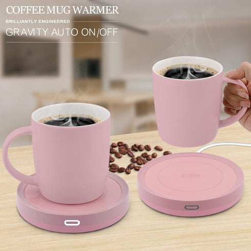Set 131F/55C), 14oz Set) BESTINNKITS Smart Coffee Auto On/Off Gravity-induction Mug Office Desk Use, Candle Wax Cup