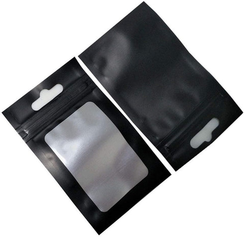 PABCK 100 Pieces Resealable Airtight Matte Window Zipper Lock Bags, 2.3x3.9 inch (Inside Size 1.9x2.5 inch) for Food