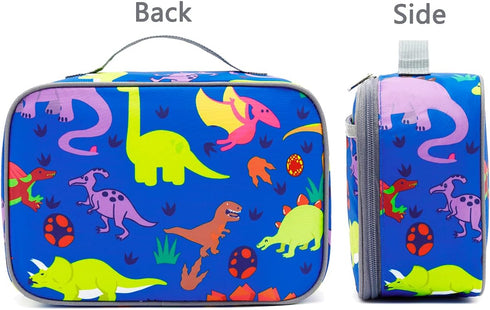 FlowFly Kids Insulated Lunch Box, Soft Bag Mini Cooler Thermal Meal Tote Kit for Girls, Boys, Dinosaur