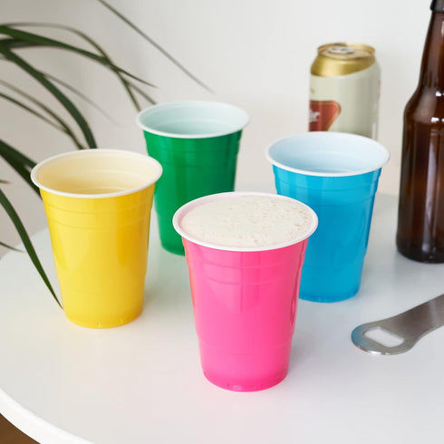 16 oz, Set 24, True Party Plastic Cups, Disposable Cup for Beers, Cocktails, Sodas, Water, Beverages, Smoothies, Iced
