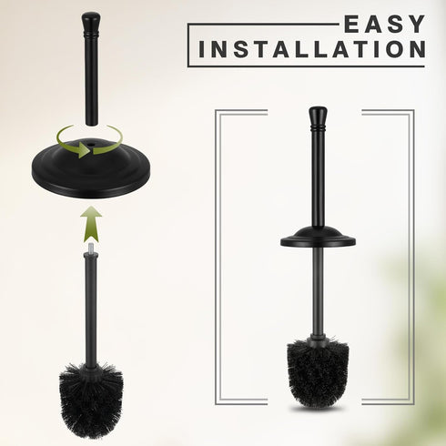 Set,304 Black Toilet Brush and Holder Stainless Steel Toilet Bowl Brush and Holder for Bathroom,Heavy Duty Toilet