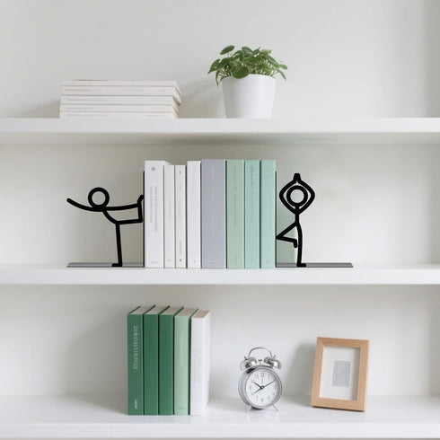 Metal Bookends Yoga-Style Bookends Decorative Cute Book Ends for Shelves Reading Decor Bookshelf Decor Book Stoppers