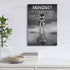 Modern Motivational Bedroom Wall Art, Mindset is Everything Inspirational Office Wolf Motto Artwork, Black and White
